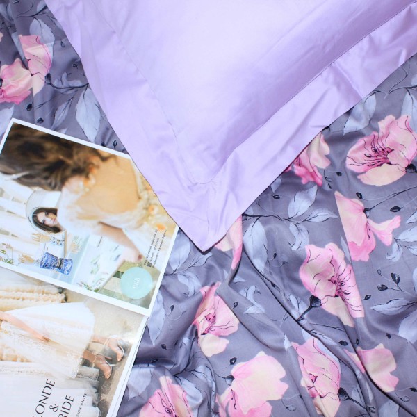 Фото - Комплект постільної білизни MirSon Satin print Elit Aster 143х210х2 см (2200005393864)